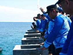 Pj Bahtiar Sebar Artificial Reef di Pangkalan TNI Angkatan Laut Mamuju