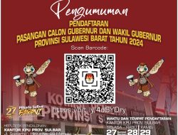 Pilkada Serentak 2024, KPU Sulbar Umumkan Jadwal Pendaftaran Calon Gubernur dan Wakil Gubernur