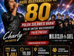 Gebyar Bhayangkara ke-80 Polda Sulbar Hadirkan Charly Van Houten, Masyarakat Diajak Ramaikan Stadion Manakarra