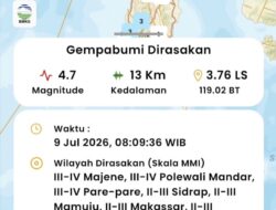 Gempa Magnitudo 4,7 Guncang Selatan Polewali Mandar, BPBD Sulbar: Masyarakat Diminta Tetap Tenang